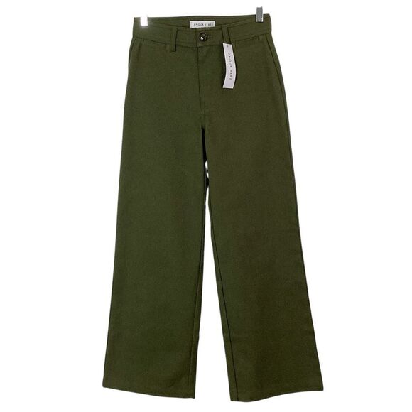 AMOUR VERT Size 2 NWT Wide Leg Utility Pant Calla Green 100% Cotton Twill Pants - Picture 3 of 11